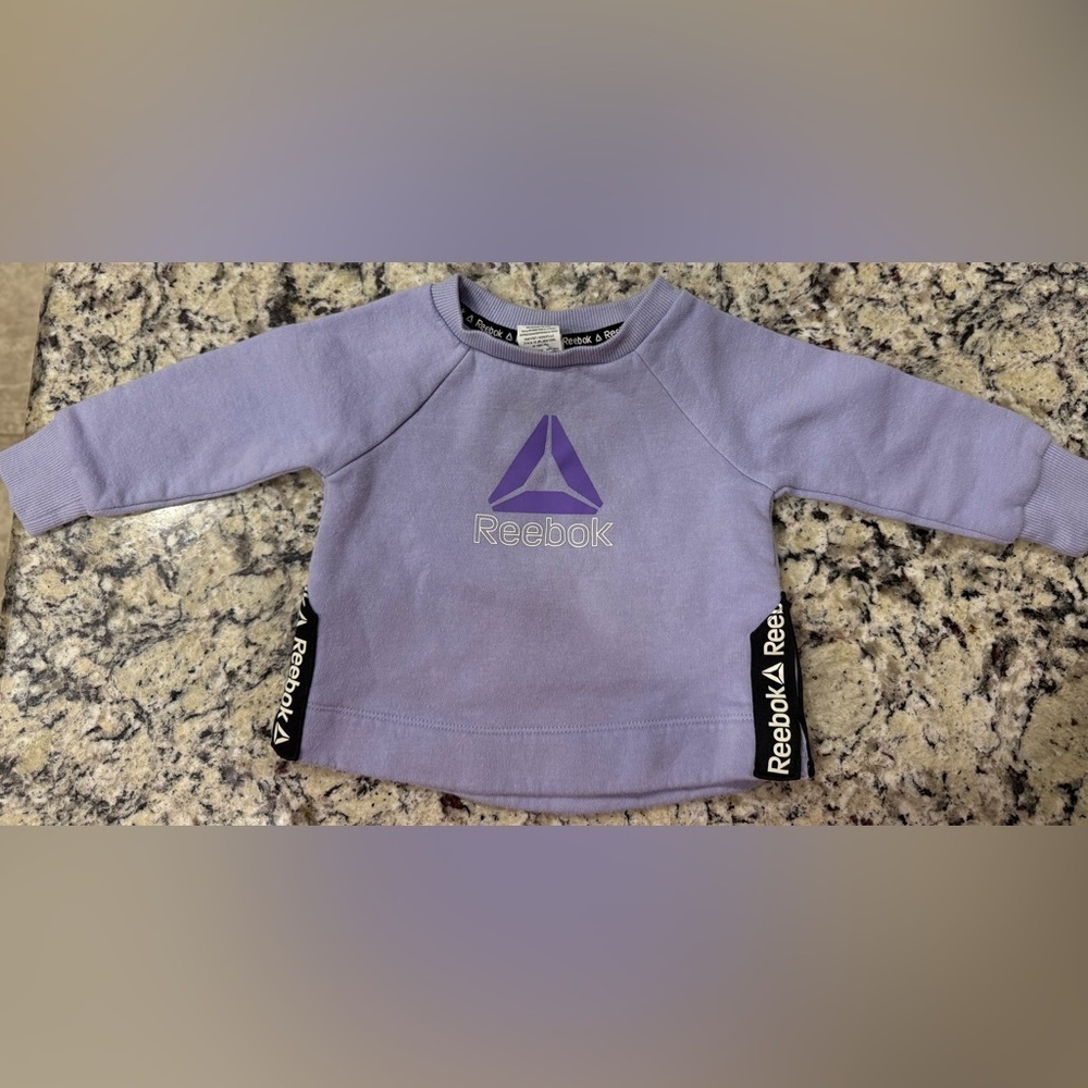 Ⓜ️Reebok Baby Sweatshirt 12M Purple Logo Crewneck Athletic Pullover EUC
